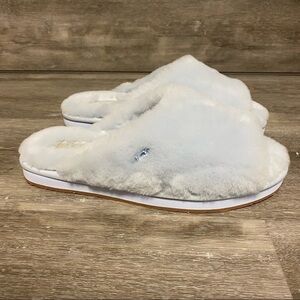 UGG | Annia Peep Toe Plush Sheepskin Slippers In Sky Blue NEW